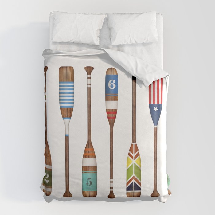 Lake life color paddles oar lake  Duvet Cover Gallery Image 1
