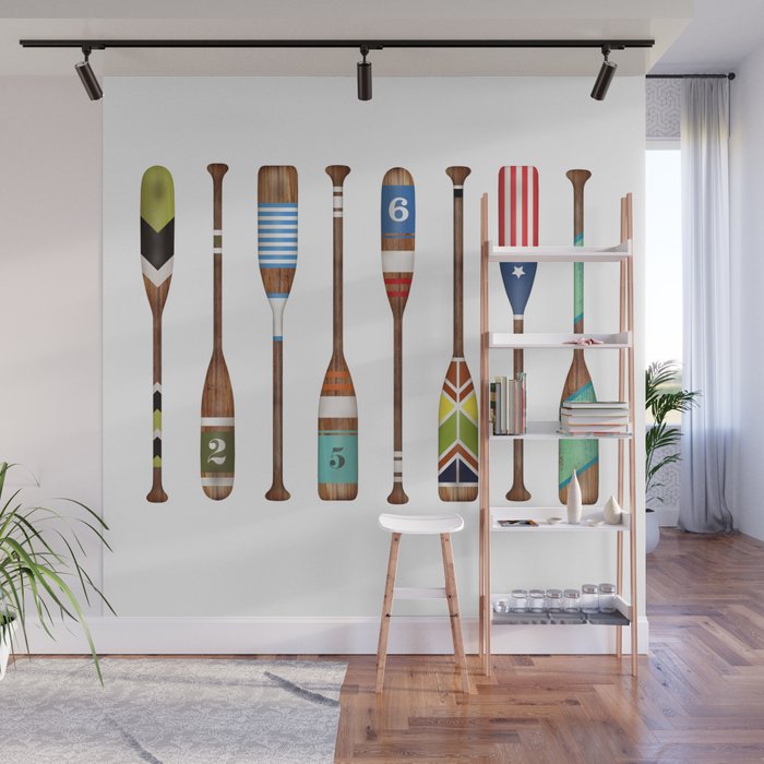 Lake life color paddles oar lake  Wall Mural Gallery Image 1