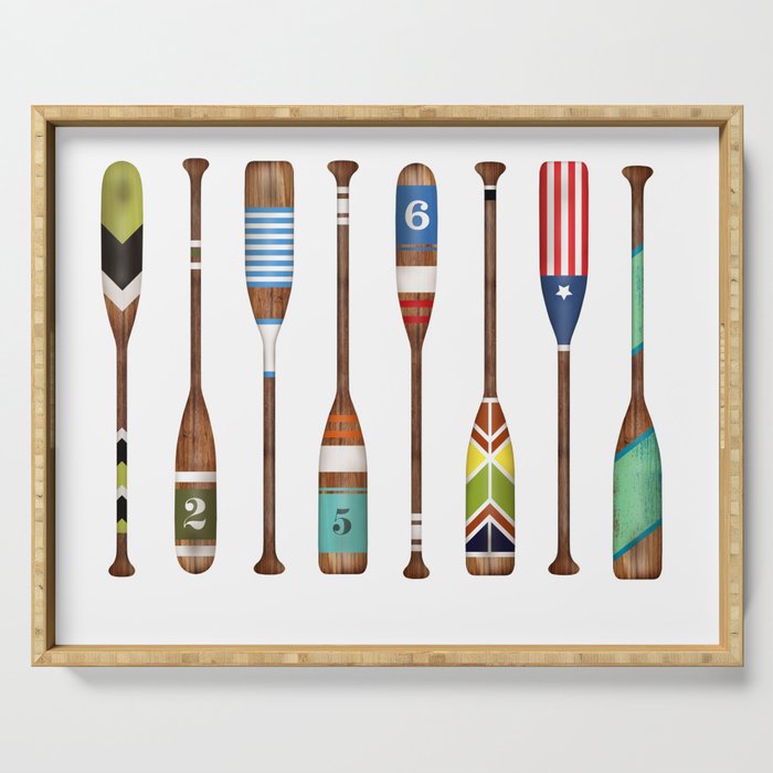 Lake life color paddles oar lake  Serving Tray Gallery Image 1