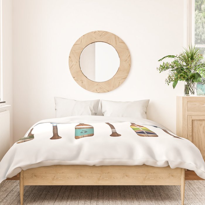 Lake life color paddles oar lake  Duvet Cover Gallery Image 3