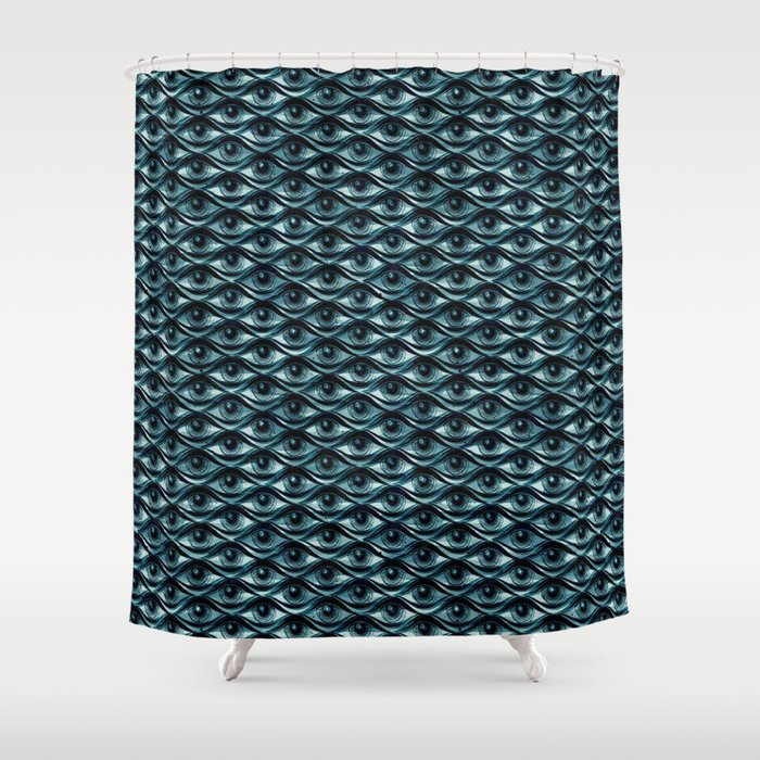 Hypnotized - vintage blue Shower Curtain Gallery Image 1