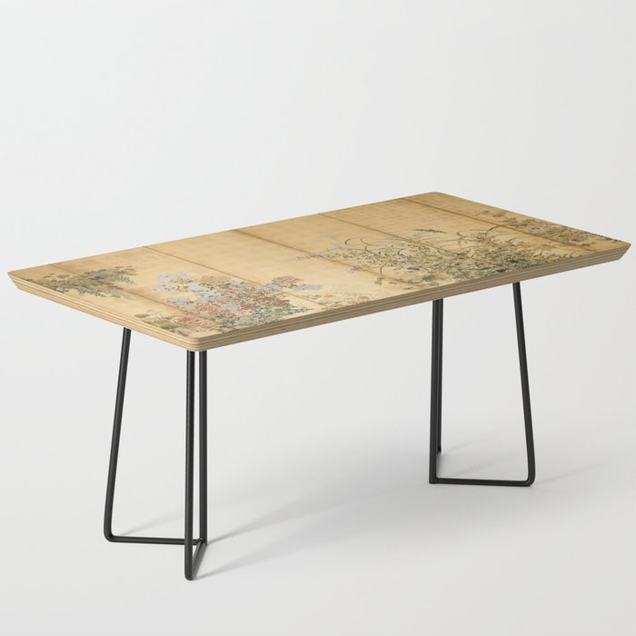 Japanese Edo Period Six-Panel Gold Leaf Screen - Spring and Autumn Flowers Coffee Table Gallery Image 1