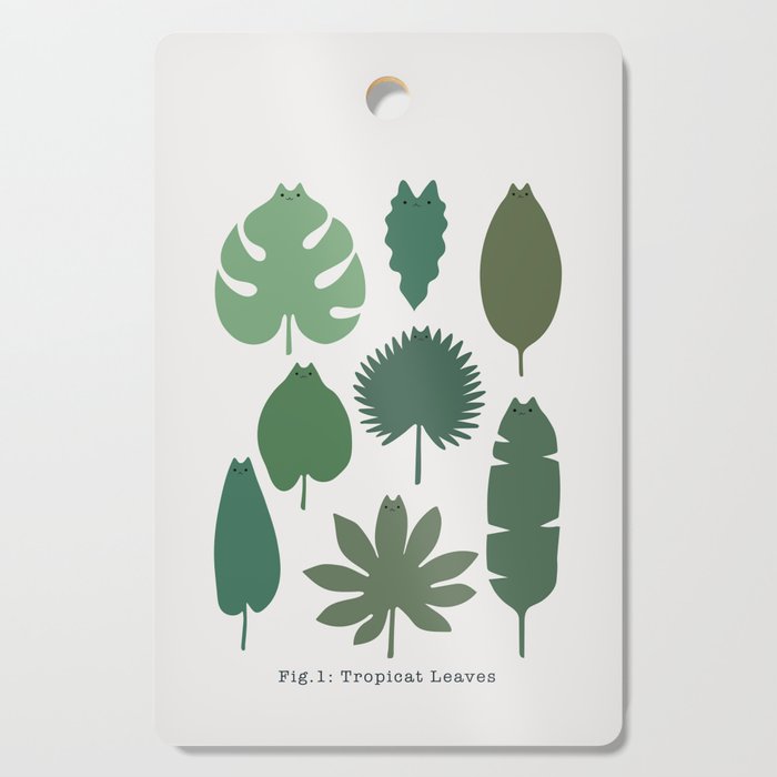 Cat and Plant 39: Tropicat Leaves Cutting Board Gallery Image 1