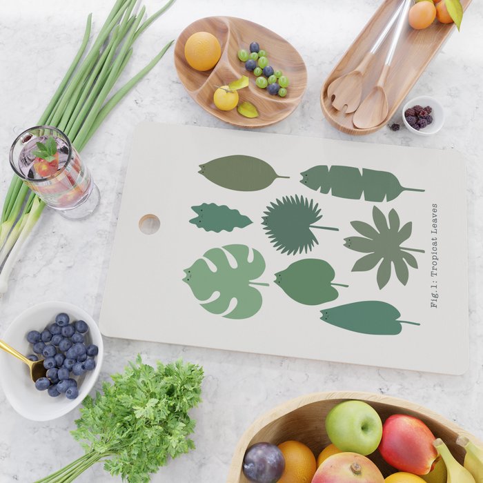 Cat and Plant 39: Tropicat Leaves Cutting Board Gallery Image 2
