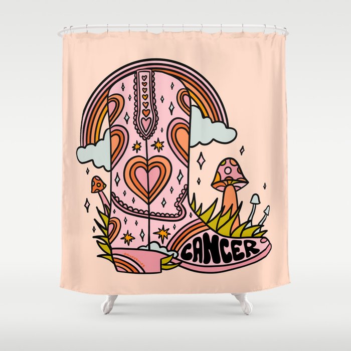 Cancer Cowboy Boot Shower Curtain Gallery Image 1