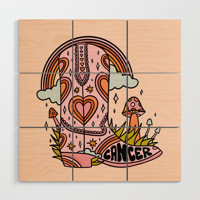 Cancer Cowboy Boot Wood Wall Art Gallery Image 1