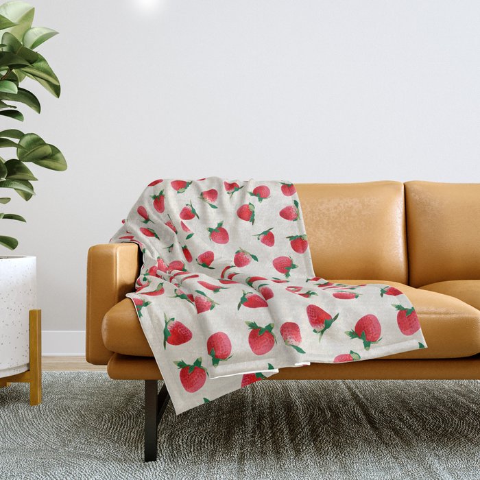 Strawberry pattern Throw Blanket Gallery Image 1