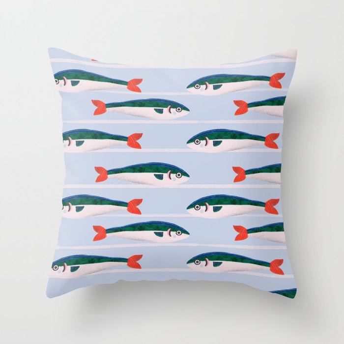Large Sardines Pattern Throw Pillow Gallery Image 6