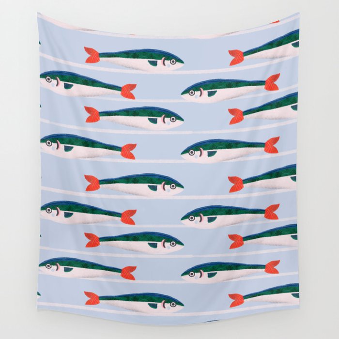 Large Sardines Pattern Wall Tapestry Gallery Image 4
