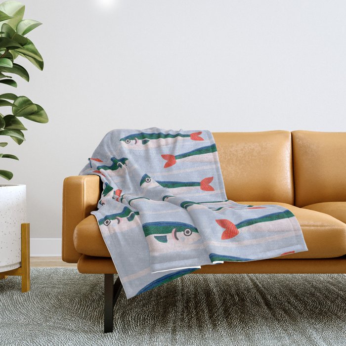 Large Sardines Pattern Throw Blanket Gallery Image 1