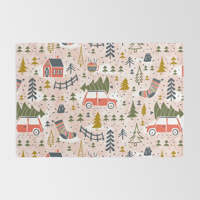 Home For The Holidays Blush Pink Christmas Rug Gallery Image 2