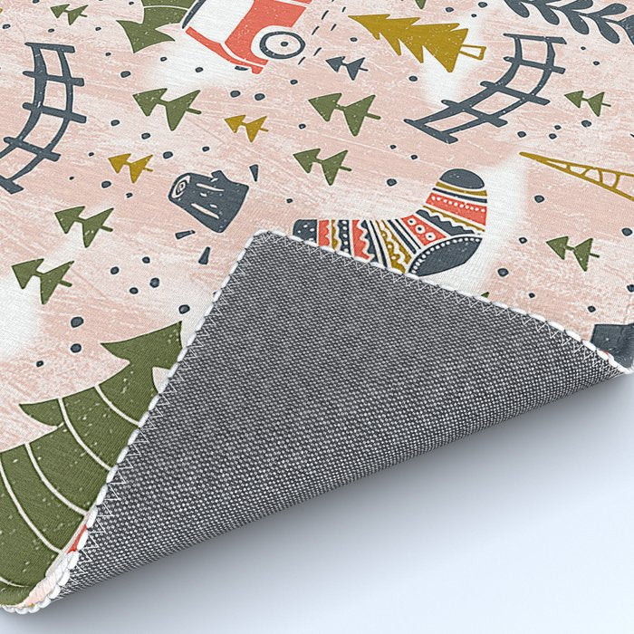Home For The Holidays Blush Pink Christmas Rug Gallery Image 4