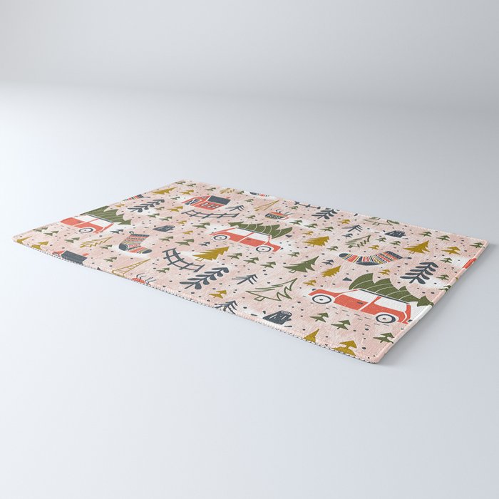 Home For The Holidays Blush Pink Christmas Rug Gallery Image 3