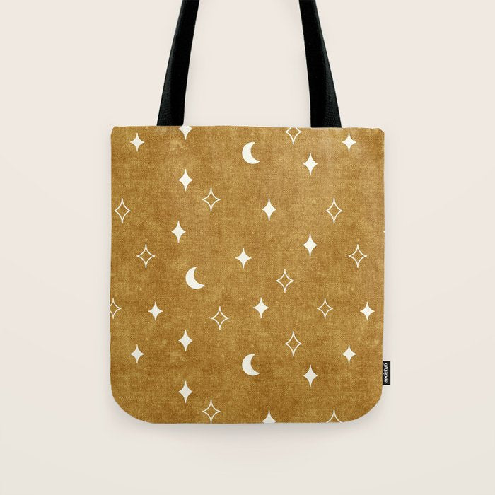 moon and stars - mustard Tote Bag Gallery Image 1
