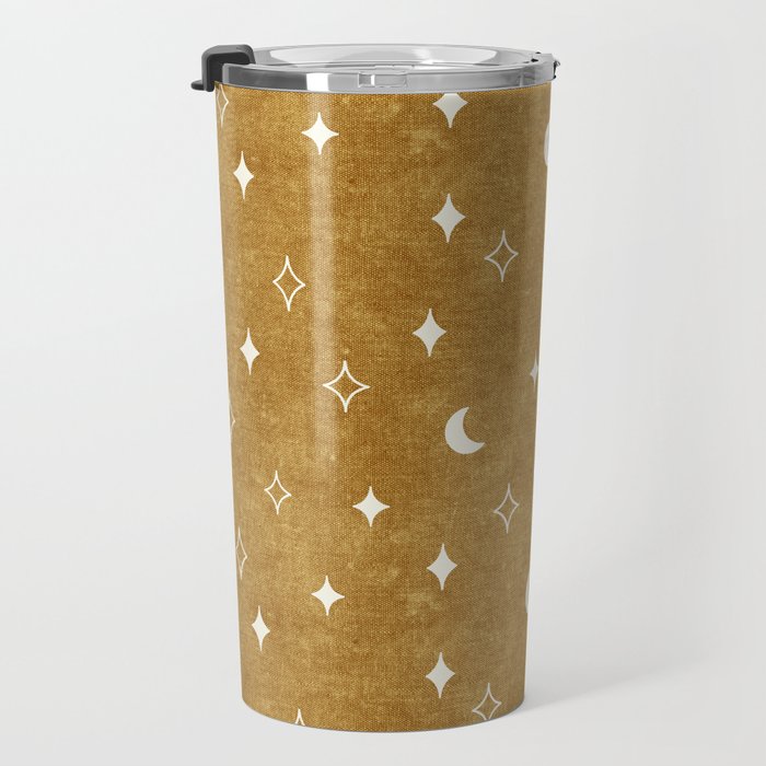 moon and stars - mustard Travel Mug Gallery Image 3