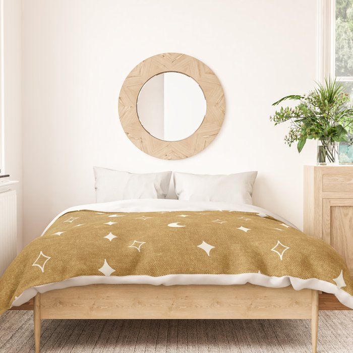 moon and stars - mustard Duvet Cover Gallery Image 3