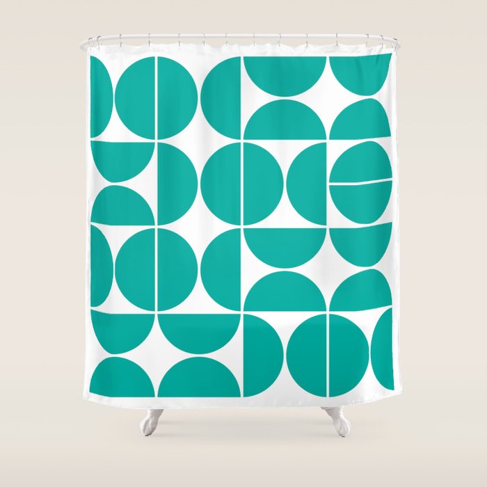 Mid Century Modern Geometric 04 Turquoise Shower Curtain Gallery Image 1