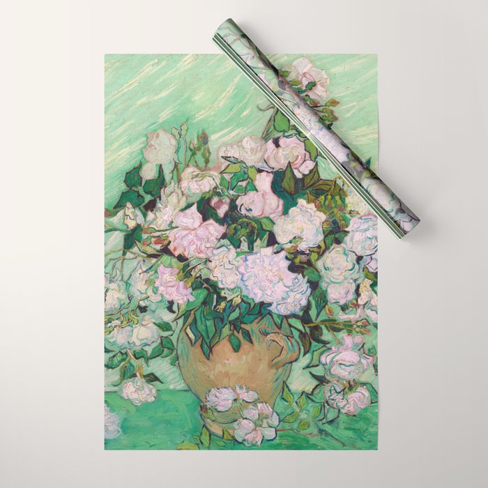 Pink Roses Van Gogh Wrapping Paper Gallery Image 1