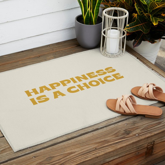 Happiness is a choice - gold Outdoor Rug Gallery Image 2