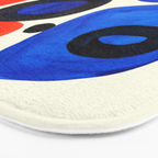 Blue Orange Fun Colorful Mid Century Modern Abstract Painting Shapes Pattern Bath Mat Gallery Image 3