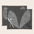 Cicada Wings - White on Black Placemat Gallery Image 1