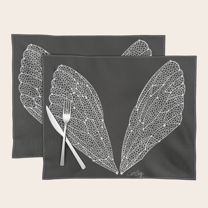 Cicada Wings - White on Black Placemat Gallery Image 1