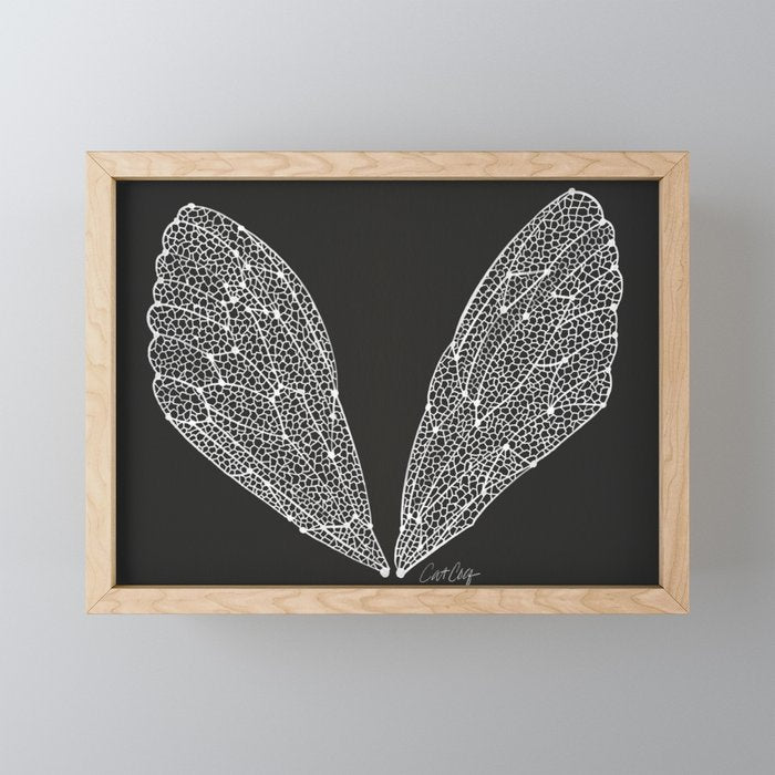 Cicada Wings - White on Black Mini Art Print Gallery Image 1