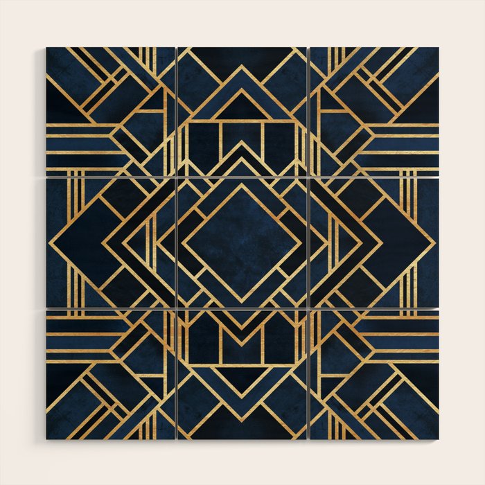 Art Deco Fancy Blue Wood Wall Art Gallery Image 1