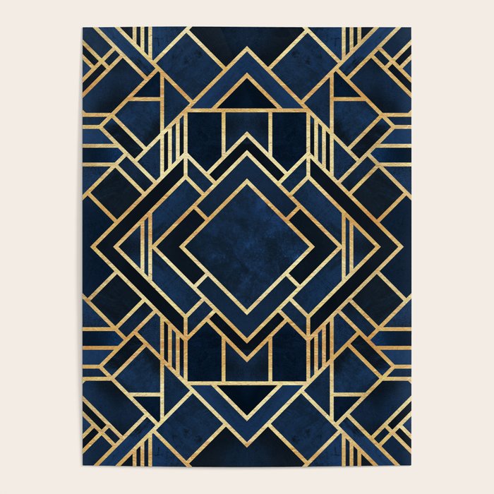 Art Deco Fancy Blue Poster Gallery Image 1