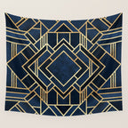 Art Deco Fancy Blue Wall Tapestry Gallery Image 4