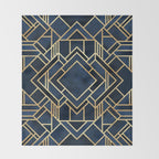 Art Deco Fancy Blue Throw Blanket Gallery Image 2