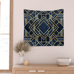Art Deco Fancy Blue Wall Tapestry Gallery Image 2