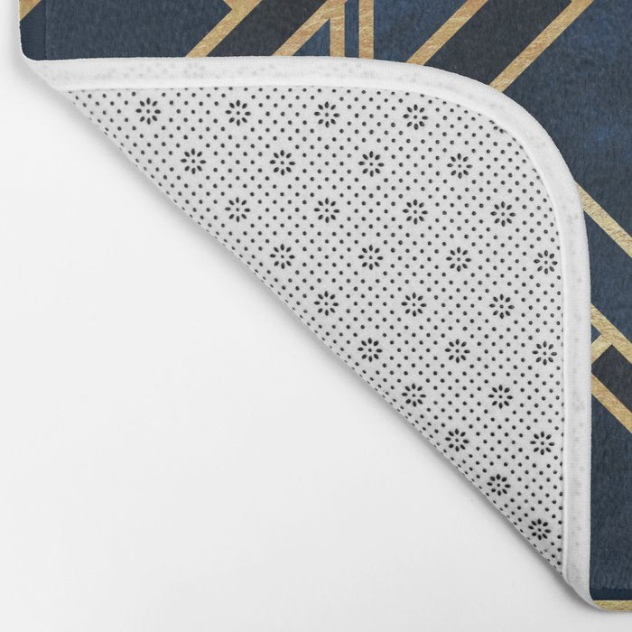 Art Deco Fancy Blue Bath Mat Gallery Image 2