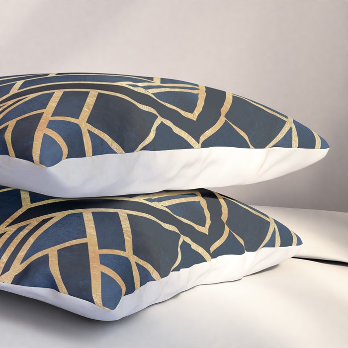 Art Deco Fancy Blue Pillow Sham Gallery Image 3