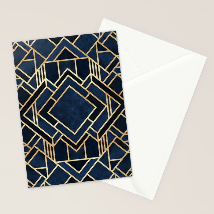 Art Deco Fancy Blue Stationery Card Gallery Image 2