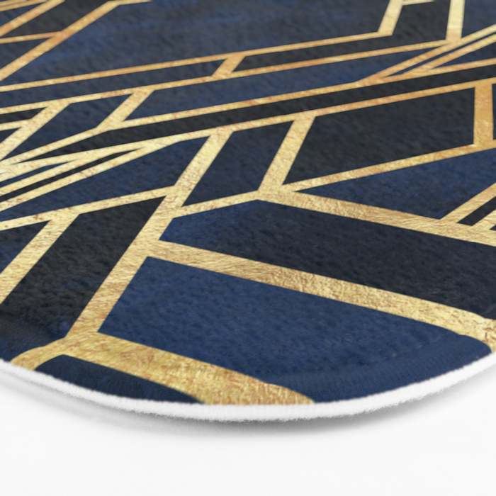 Art Deco Fancy Blue Bath Mat Gallery Image 3