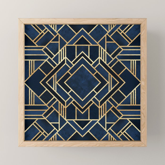 Art Deco Fancy Blue Mini Art Print Gallery Image 1