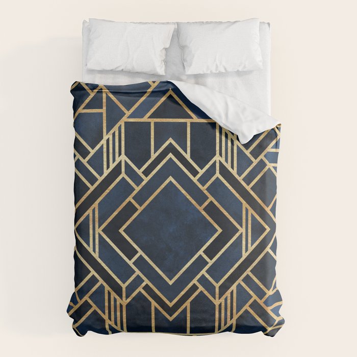 Art Deco Fancy Blue Duvet Cover Gallery Image 1