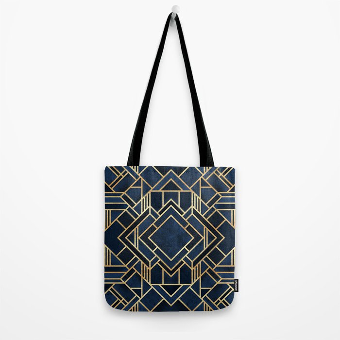 Art Deco Fancy Blue Tote Bag Gallery Image 2