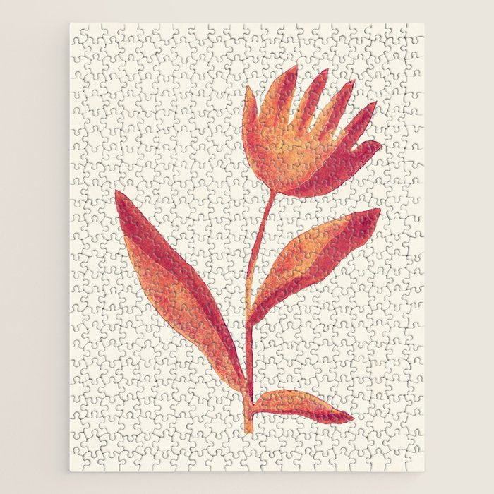 Linocut Flower / Viva Magenta Jigsaw Puzzle Gallery Image 1