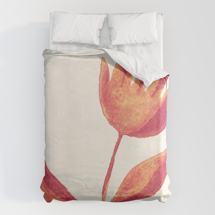 Linocut Flower / Viva Magenta Duvet Cover Gallery Image 1