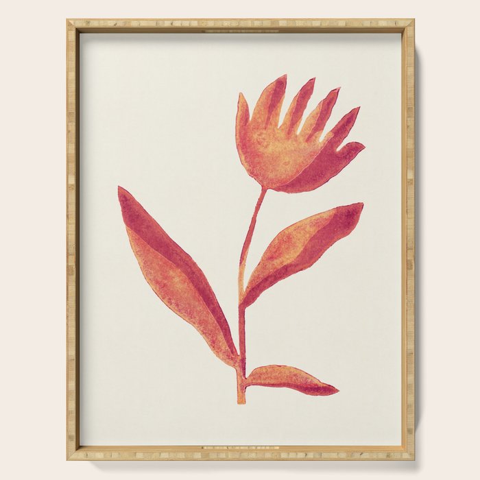 Linocut Flower / Viva Magenta Serving Tray Gallery Image 1