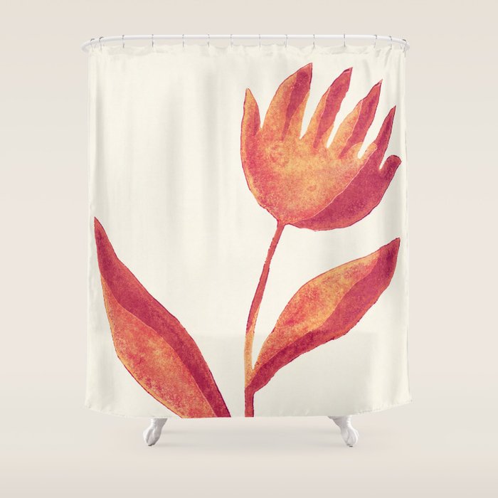 Linocut Flower / Viva Magenta Shower Curtain Gallery Image 1