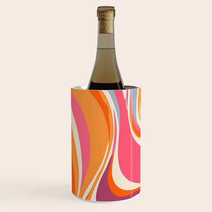 Abstract Swirl Groovy Retro 70s Wine Chiller Gallery Image 1