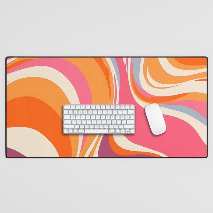 Abstract Swirl Groovy Retro 70s Desk Mat Gallery Image 1