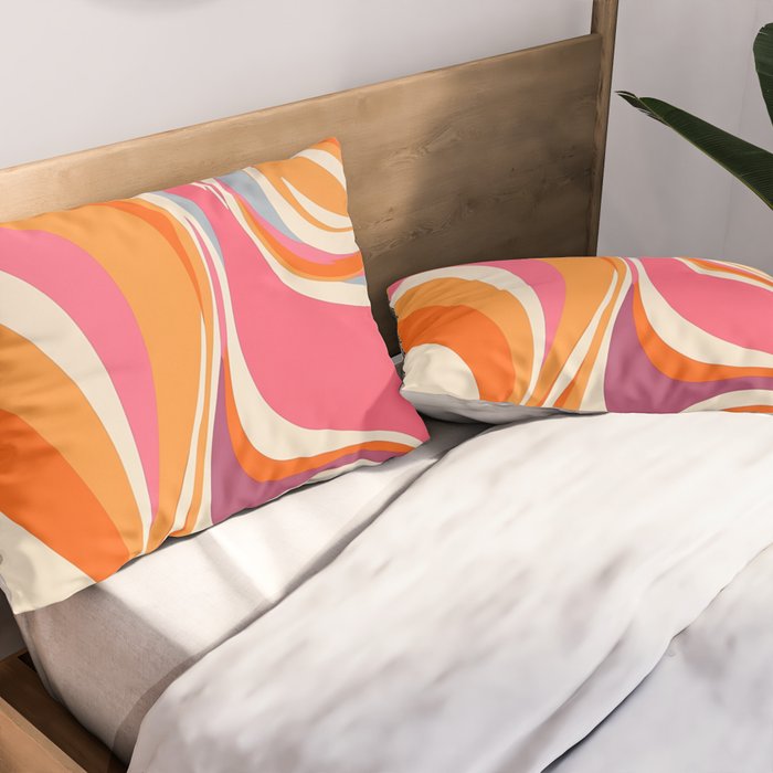 Abstract Swirl Groovy Retro 70s Pillow Sham Gallery Image 2