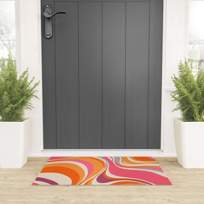 Abstract Swirl Groovy Retro 70s Welcome Mat Gallery Image 3