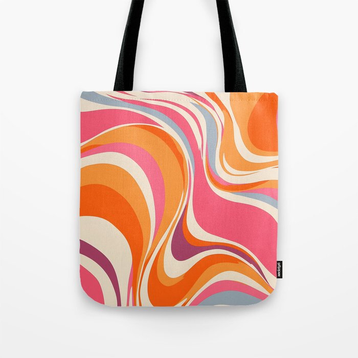 Abstract Swirl Groovy Retro 70s Tote Bag Gallery Image 1