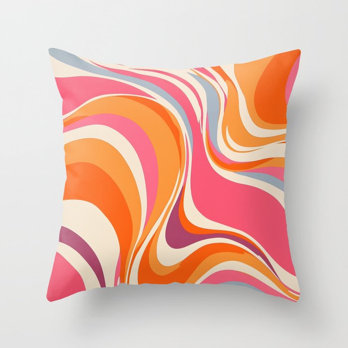 Abstract Swirl Groovy Retro 70s Throw Pillow Gallery Image 6