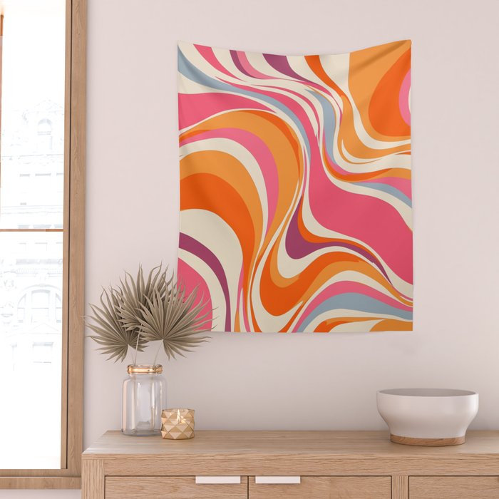 Abstract Swirl Groovy Retro 70s Wall Tapestry Gallery Image 2